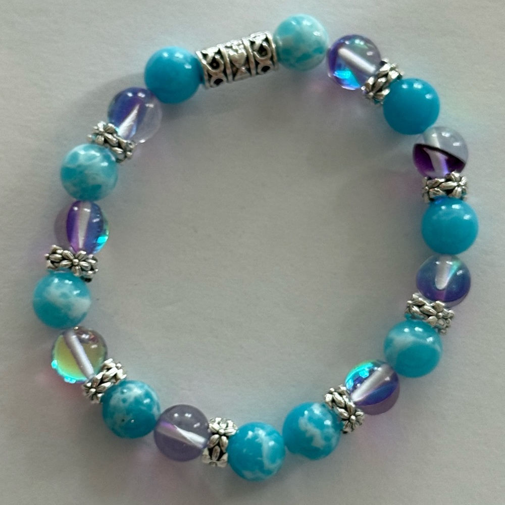 Ocean Chalcedony with Purple Australian Moonstone Bracelets